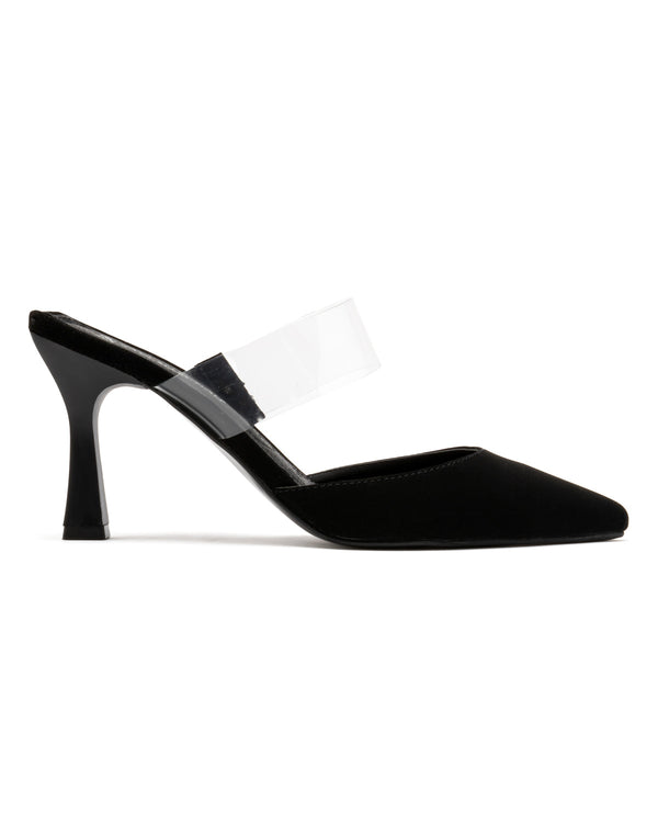 Zapatilla Negra Punta Picuda Banda Vinilo 98010
